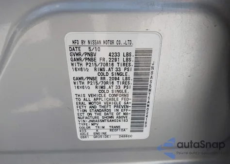 2010 Nissan Rogue S from USA, damaged, VIN JN8AS5MT5AW024183